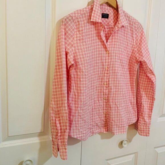 Untuckit Carina Pink Gingham Check Button Front Top Size 6 - Picture 5 of 9